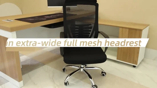 Дешевый компьютерный офисный стул с поворотным сетчатым стержнем и подголовником